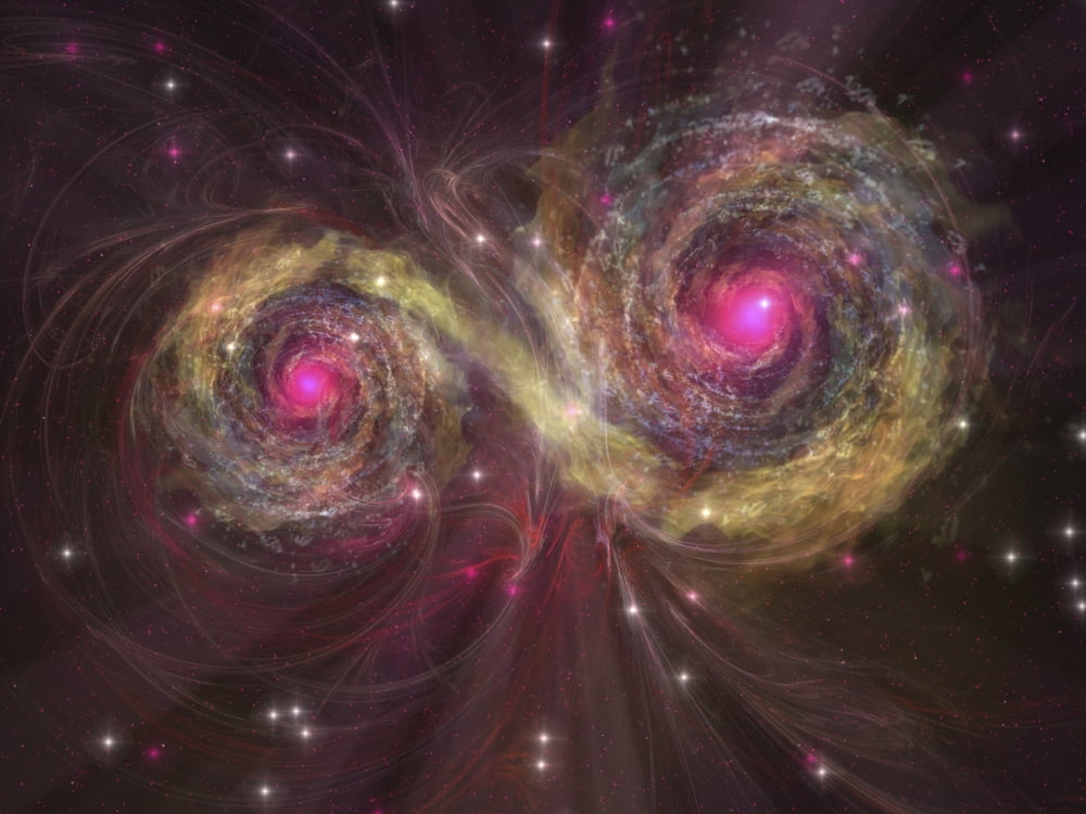 Two large stars dance around each other as one engulfs the other Canvas Art - Corey FordStocktrek Images (17 x 13)