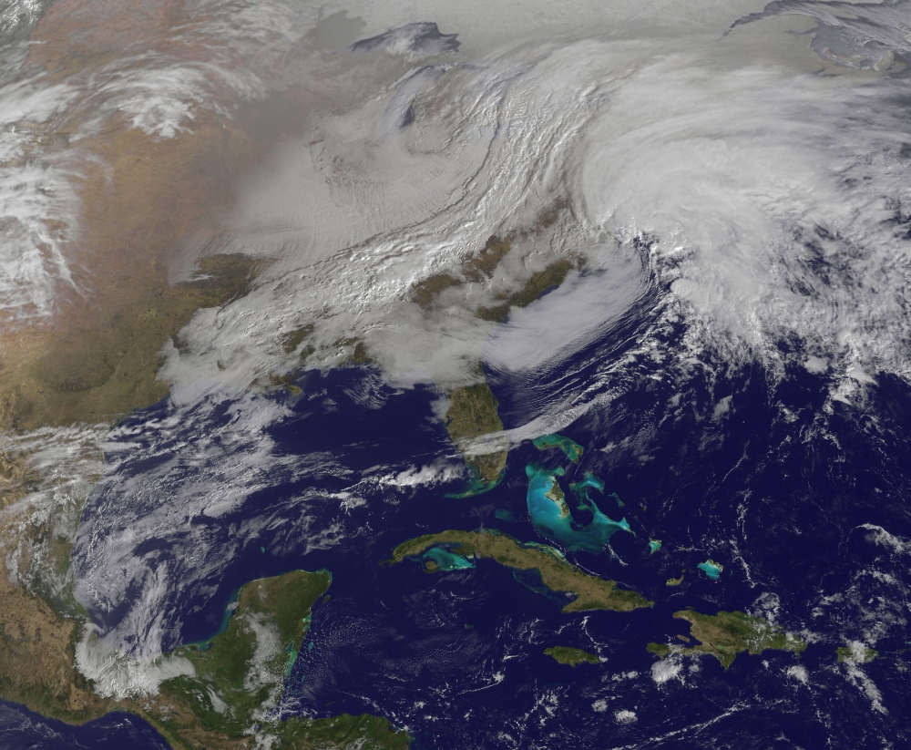 Two low pressure systems merging over the United States east coast Canvas Art - Stocktrek Images (31 x 26)