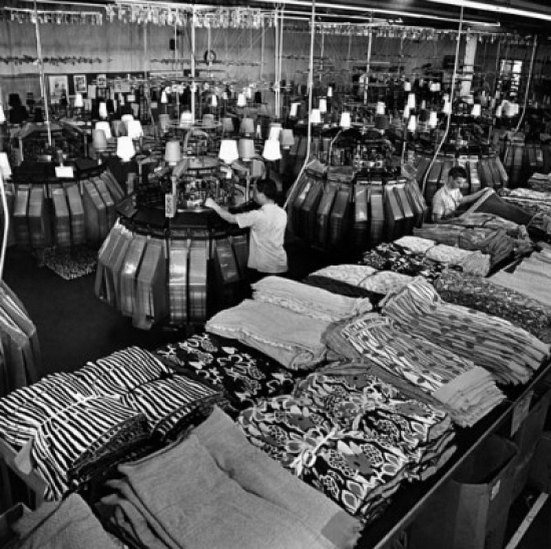 Two manual workers working in a textile factory Canvas Art - (18 x 24)