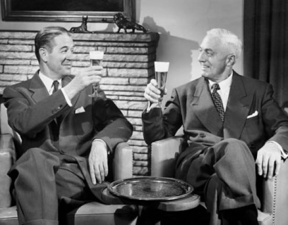 Two mature men toasting with beer glasses Canvas Art -  (24 x 36)