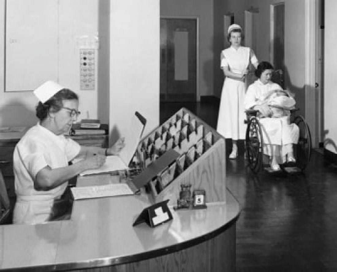 Two nurses and a patient with a baby Northampton-Accomack Memorial Hospital Nassawadox Virginia USA Canvas Art - (24 x 36)