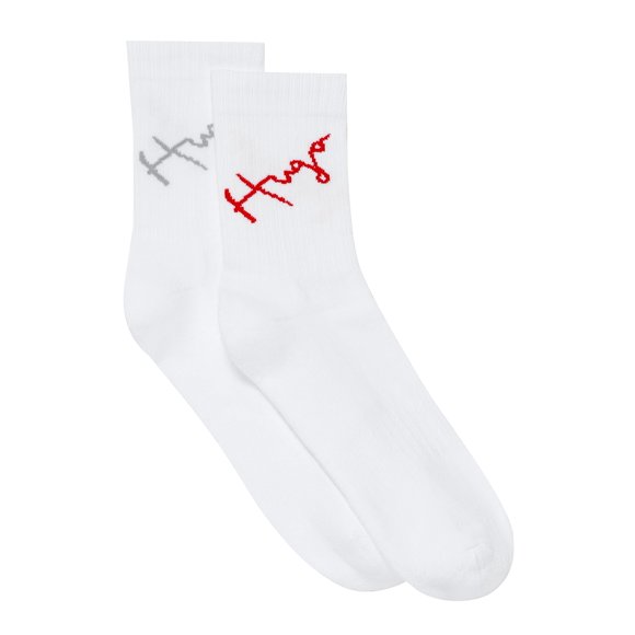 Two-pack of short socks with handwritten logos