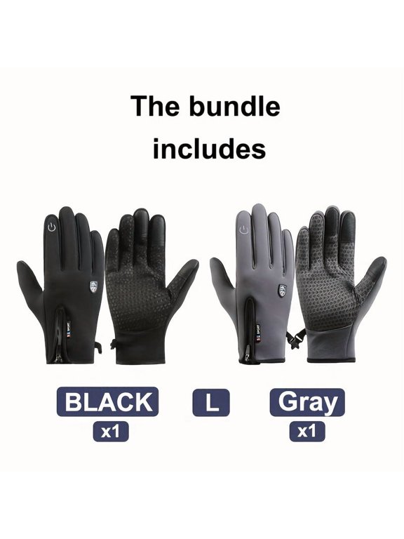 Two pairs of unisex winter cycling gloves - windproof and warm touchscreen gloves, zippered design, polyester fiber, ideal for winter sports gear | Zippered gloves | Durable gloves
