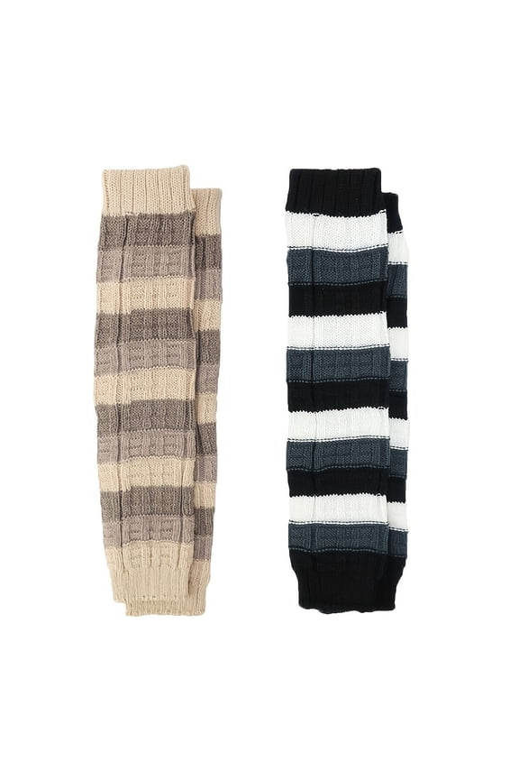 Two pairs of women's winter warm over-the-knee socks - thickened with colorful stripes and checks, elastic ribbed cuffs for a comfortable fit, hand wash/dry clean, stylish and warm.