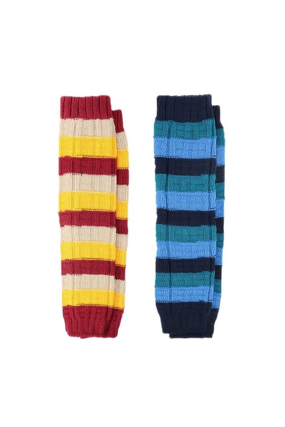 Two pairs of women's winter warm over-the-knee socks - thickened with colorful stripes and checks, elastic ribbed cuffs for a comfortable fit, hand wash/dry clean, stylish and warm.