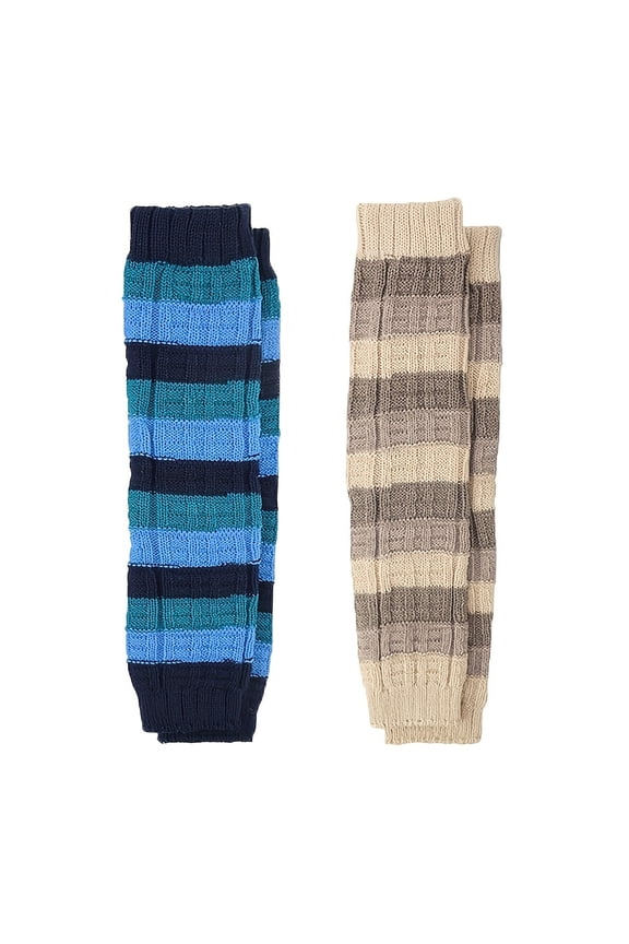 Two pairs of women's winter warm over-the-knee socks - thickened with colorful stripes and checks, elastic ribbed cuffs for a comfortable fit, hand wash/dry clean, stylish and warm.