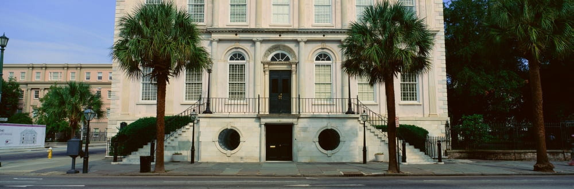 Two palms in front of historic home in Charleston SC Canvas Art - Panoramic Images (27 x 9)