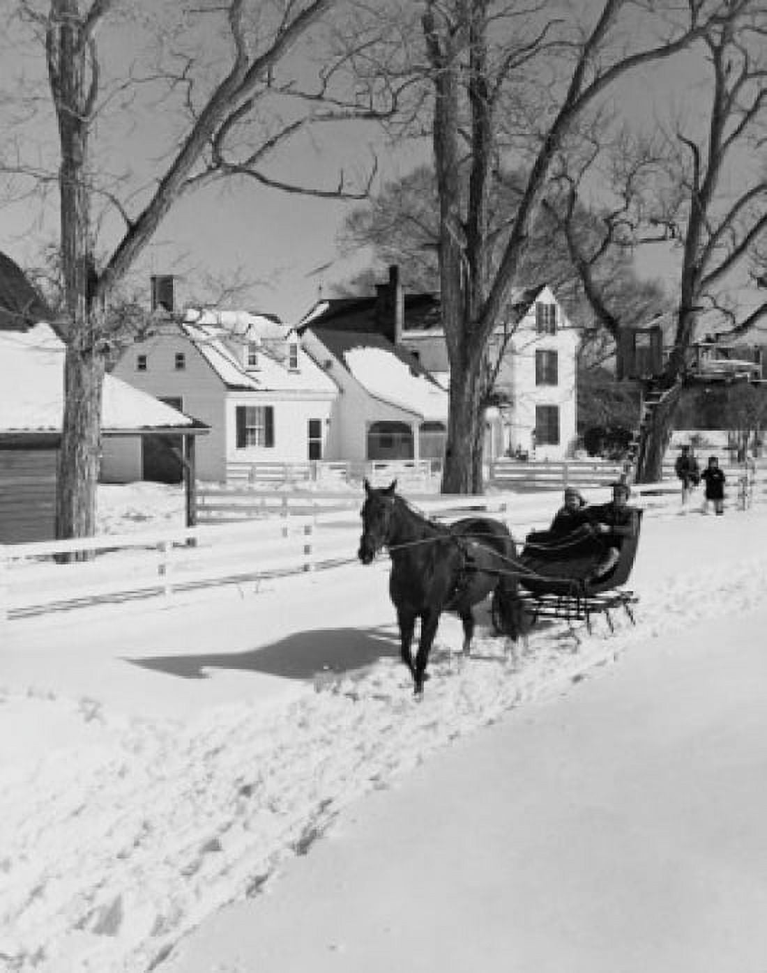 Two people riding in a horsedrawn sleigh USA Canvas Art -  (18 x 24)