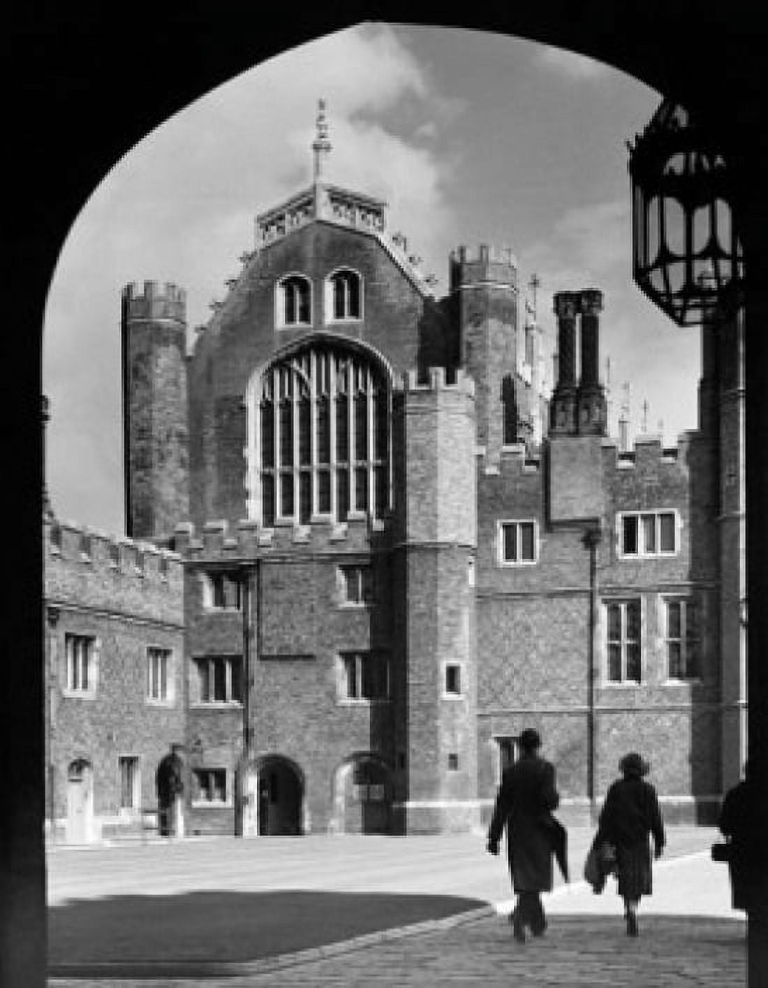 Two people walking in front of a building Great Hall Hampton Court Palace Middlesex England Canvas Art - (24 x 36)