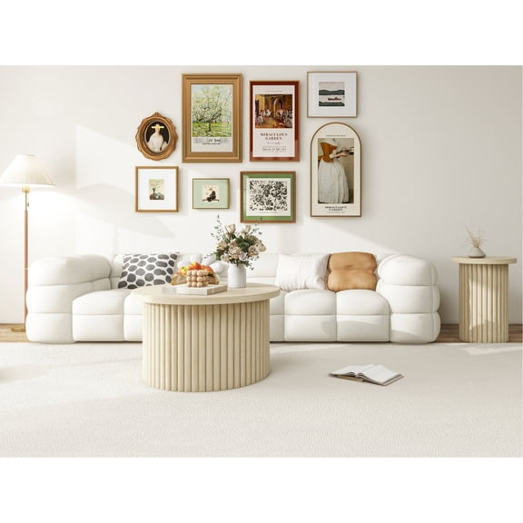 Two-piece Round Table Set, Multiple Usage Ways / Suitable for Living Room Decor