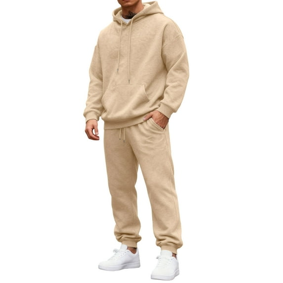 Two-piece Set Fashionable Outdoor Casual Sportswear Men's Tracksuit New Solid Color Hoodie+pants Male Fashionable Casual Sports Sets All-Match Casual Hoodie Sweatpant Suits