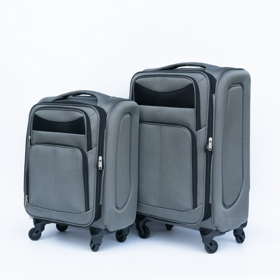 Two-piece suitcase suitcase set Oxford trolley case without password lock universal wheel ( 20 , 24 ) Gray