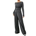 thumbnail image 1 of 1. Women's 2-Piece Long Sleeve Travel Outfit, Loose Lounge Pants Set, Casual Athletic Home Wear, 1 of 8
