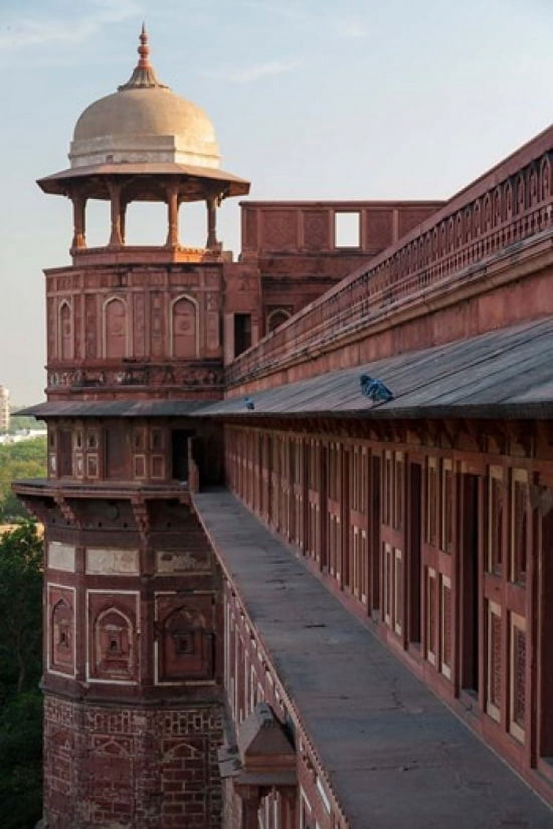 Two pigeons sit on the roofs ledge Agra fort India Canvas Art - Brent Bergherm DanitaDelimont (12 x 17)