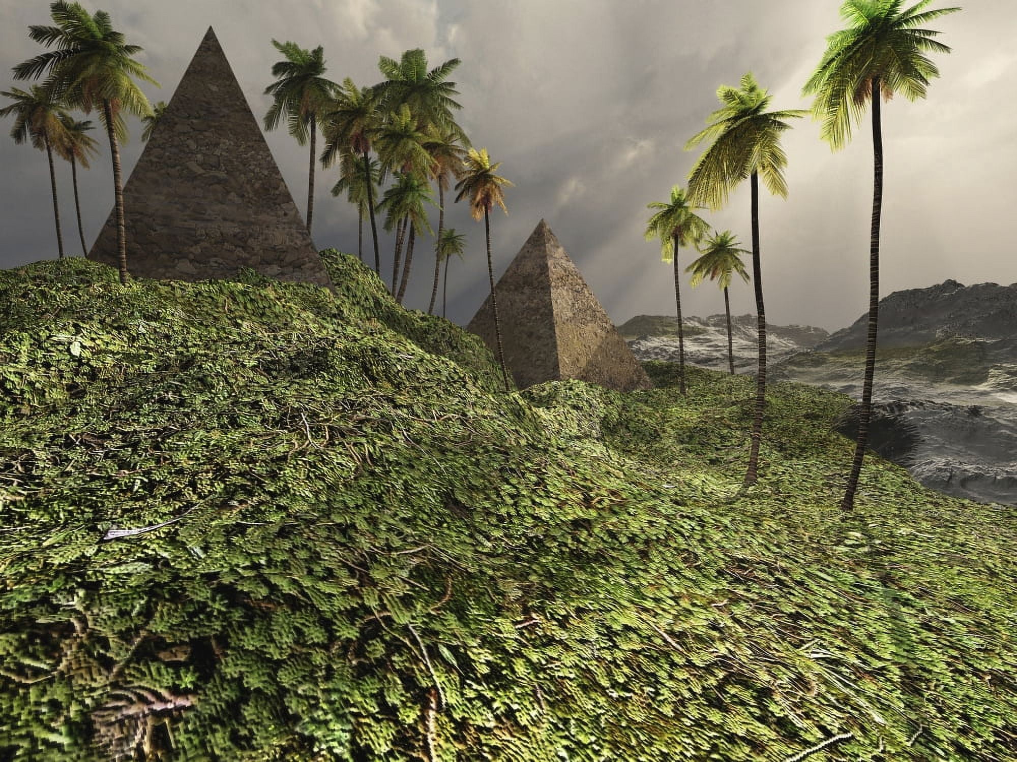 Two pyramids sit majestically among the surrounding jungle Canvas Art - Corey FordStocktrek Images (33 x 25)
