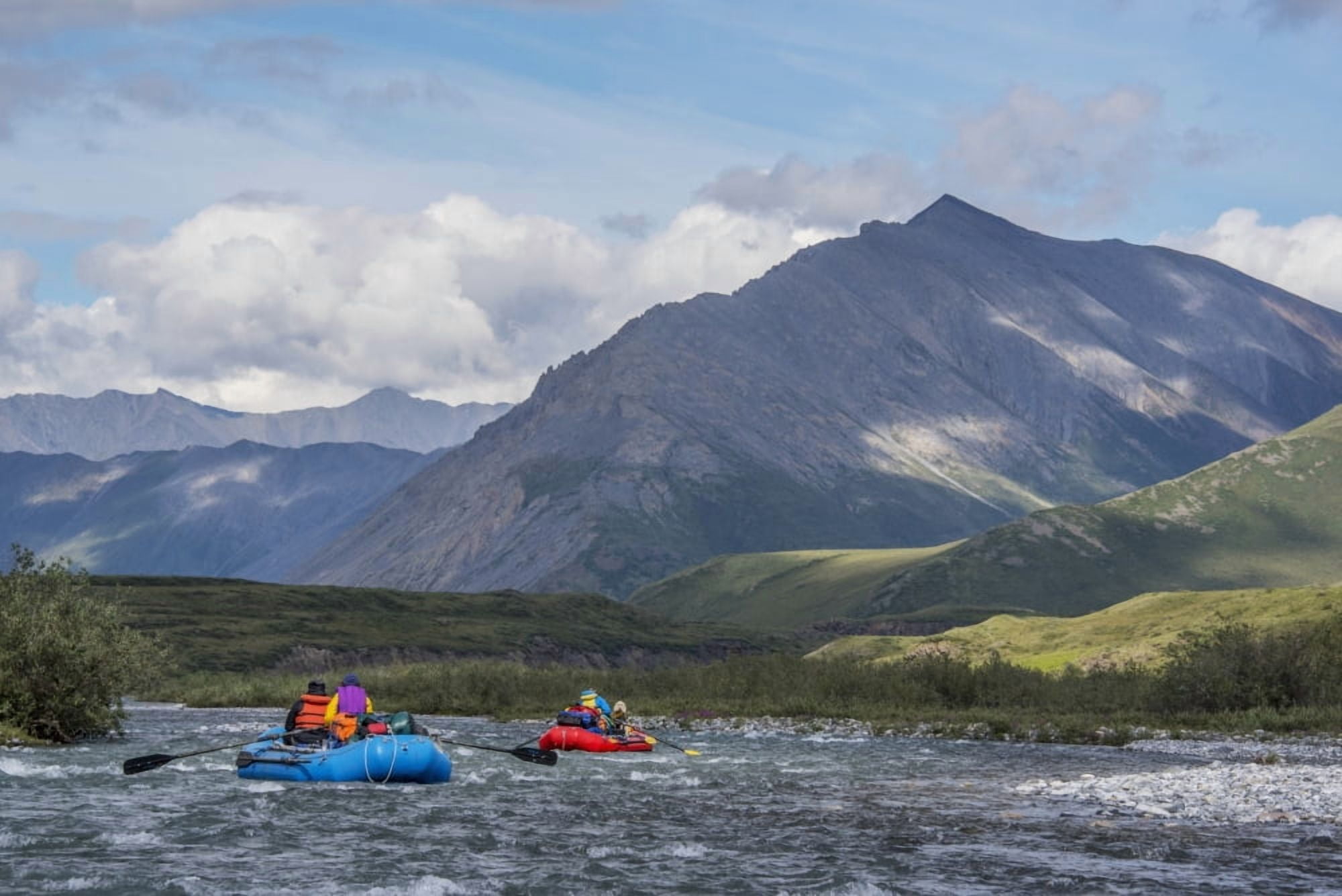 Two rafters on the Marsh Fork of the Canning River in the Arctic National Wildlife Refuge Summer Alaska Canvas Art - Cathy Hart Design Pics (38 x 24)