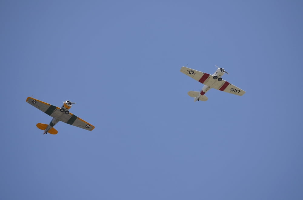 Two vintage warbirds in flight near Lakeland Florida Canvas Art - Stocktrek Images (35 x 23)
