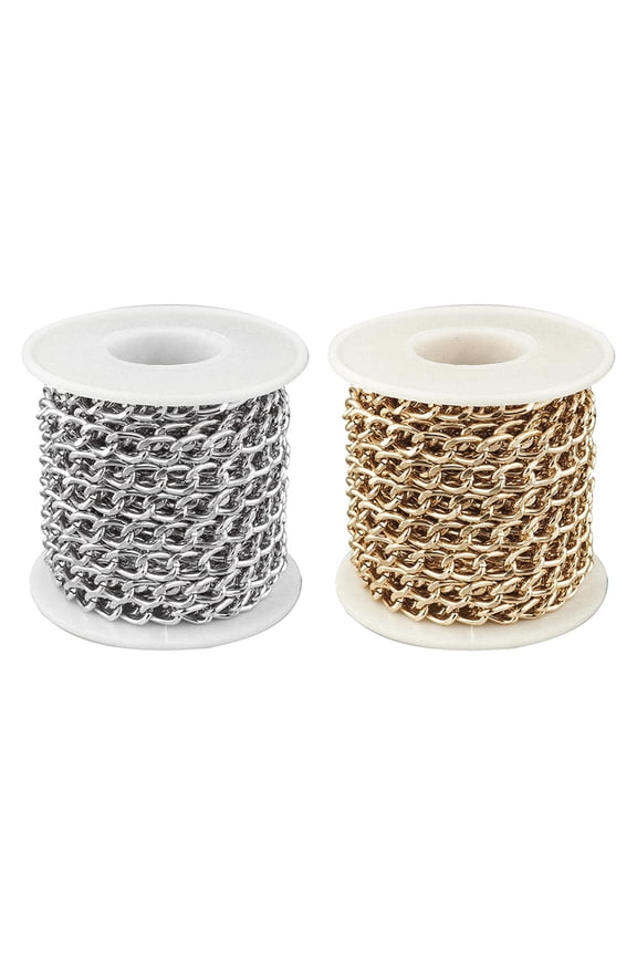 Two rolls 16.4Ft Curb Chains Twisted Cable Chain DIY Necklace Jewelry Making