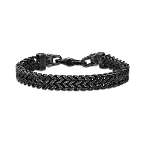 Double Foxtail Chain Bracelet for Men in Black Ion Plated Stainless Steel