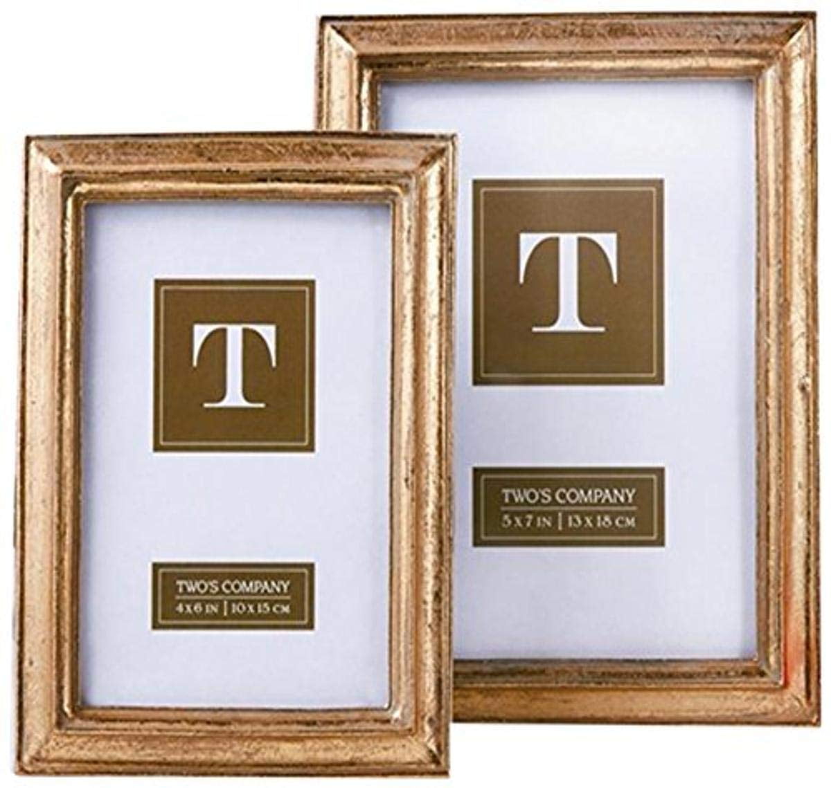 Two's Company Wicker Weave Photo Frame Set Of 2 - 4x6 & 5x7 Inch Rattan Picture Frames