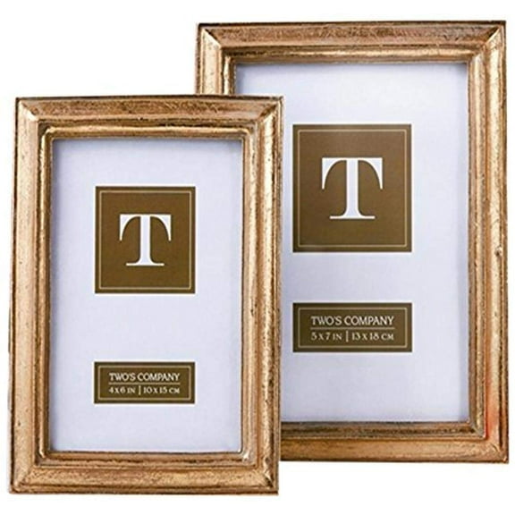 Two's Company 50390 Set of 2 Gold Leaf Photo Frames Includes 2 Sizes