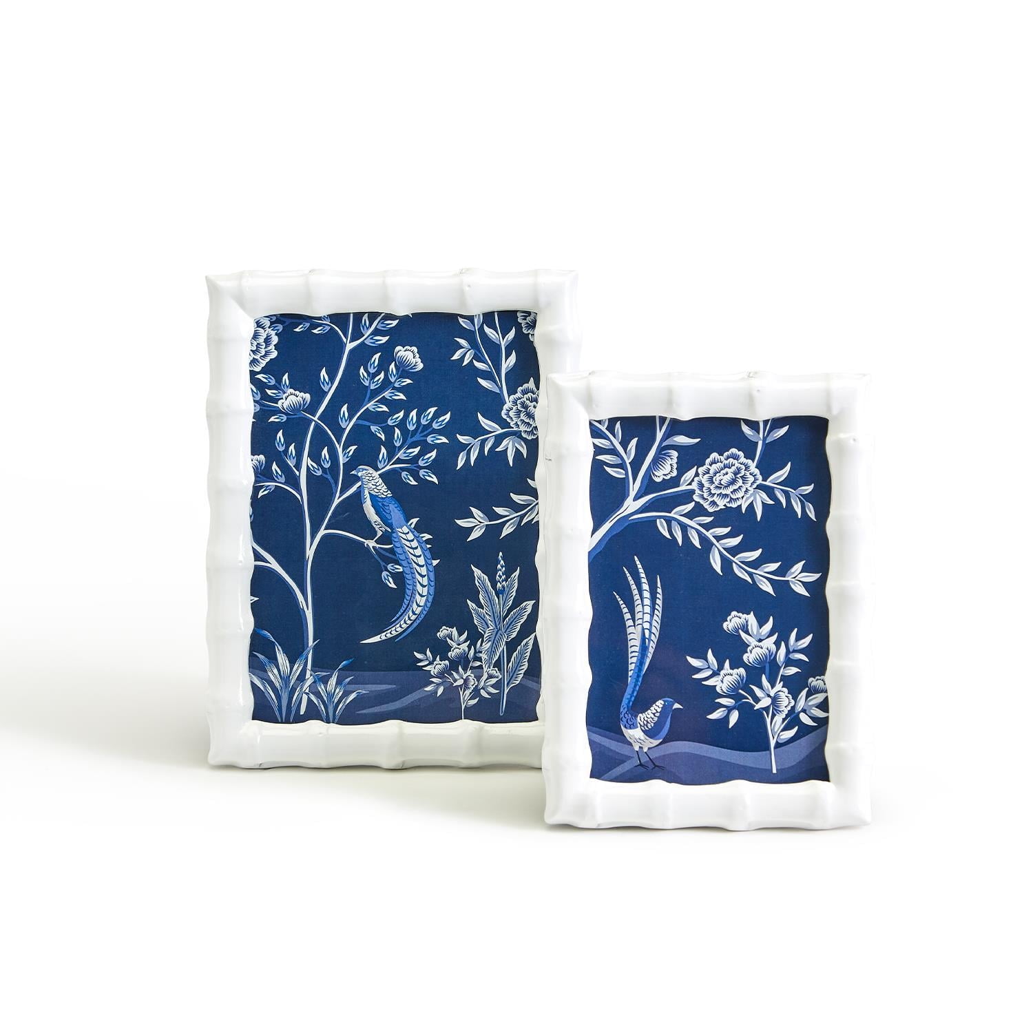 White Faux Bamboo 5x7 Tabletop Photo Frames Set