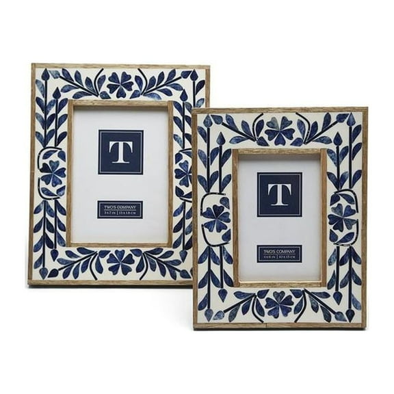 Two's Company Bone Inlay Photo Frames, Set of 2, 4x6 inches and 5x7 inches