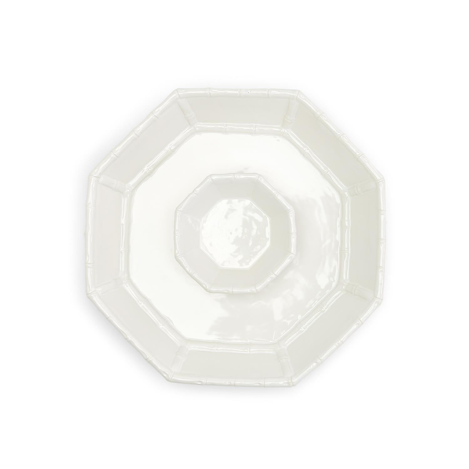 Two's Company Hampton Faux Bamboo Fretwork Chip Platter and Dip Bowl