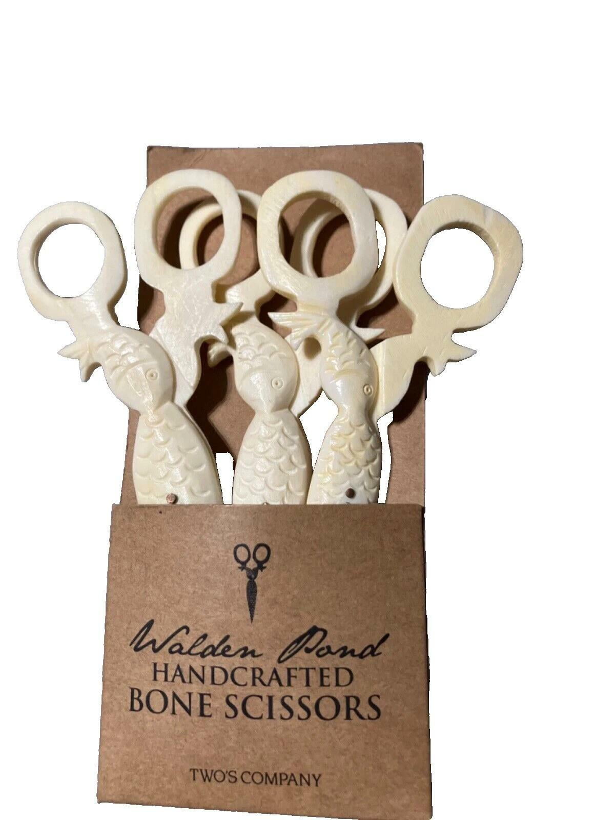 Two's Company Hand-Carved Bone Scissors, Set Of 3, Assorted Of 3