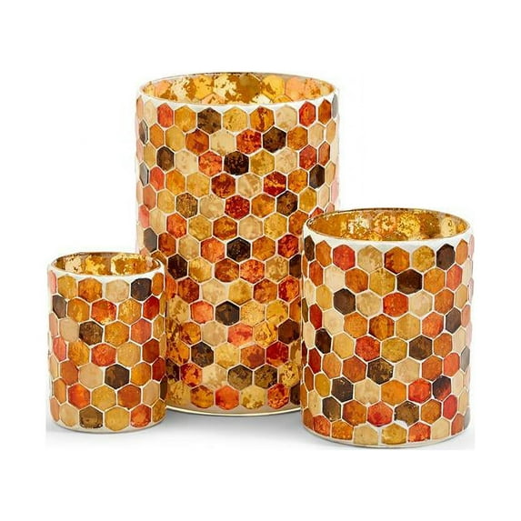 Two's Company Honeycomb Set of 3 Mosaic Tealight Candleholders Includes 3 Sizes
