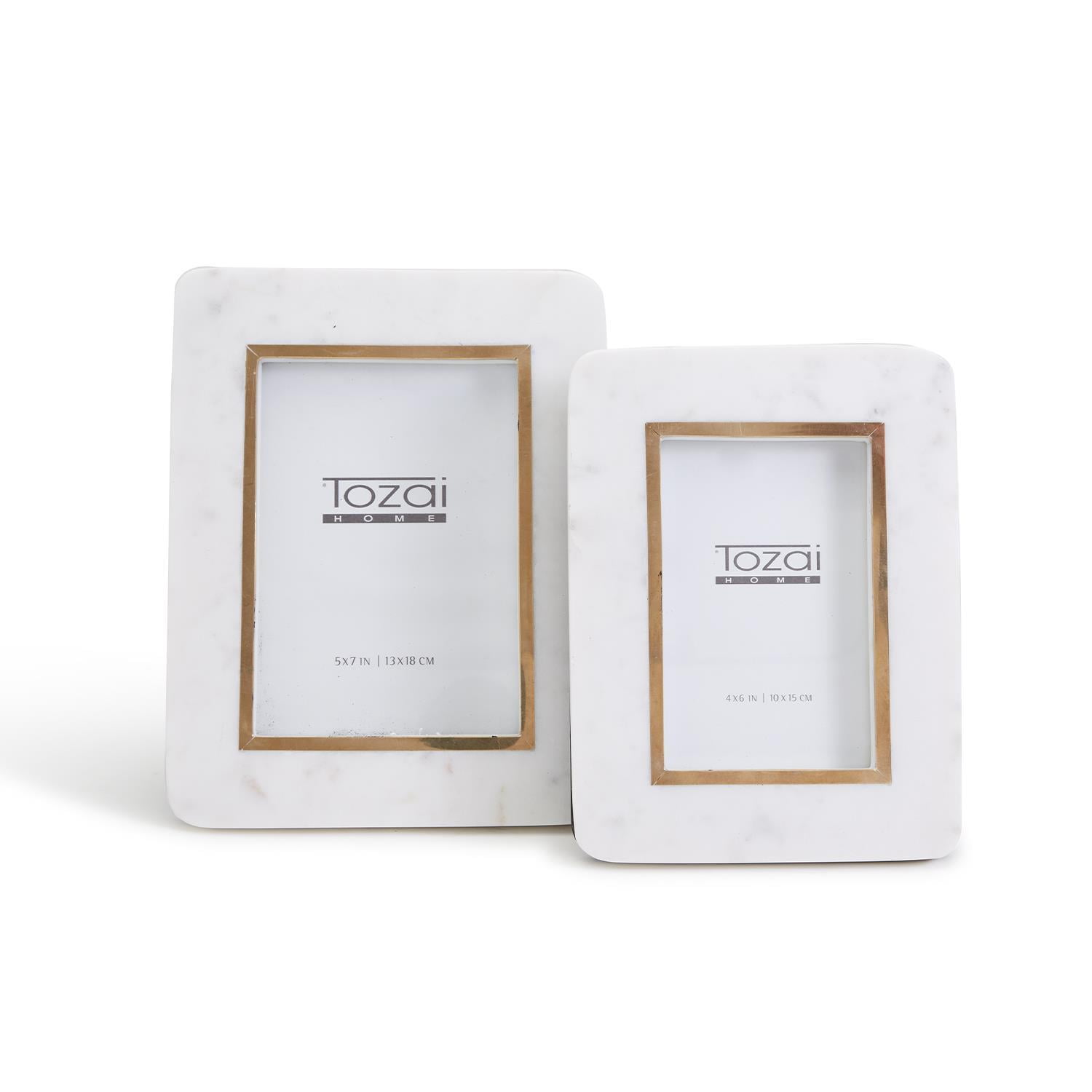 Two's Company Hoxton White Marble Frames Includes 2 Sizes, Set of 2