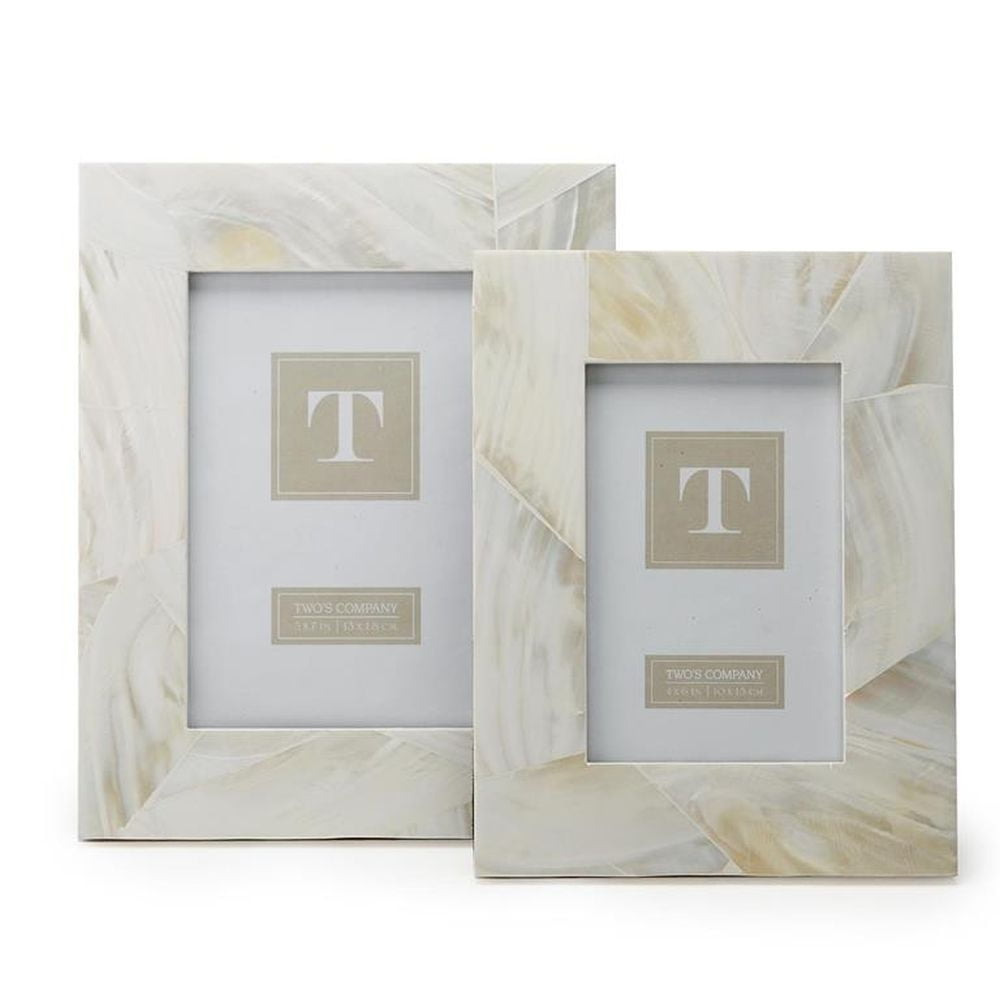 Classic Ocean Sand White Mother of Pearl Dual Photo Frame Set