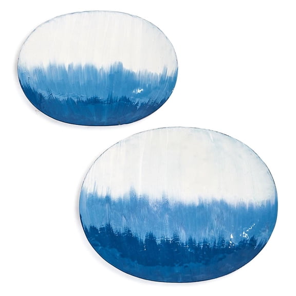 Two's Company Set Of 2 Bermuda Wave Decorative Platter/Wall Decor - Iron/Enamel