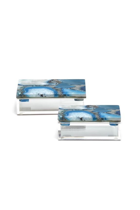 Set Of 2 Blue Agate Boxes