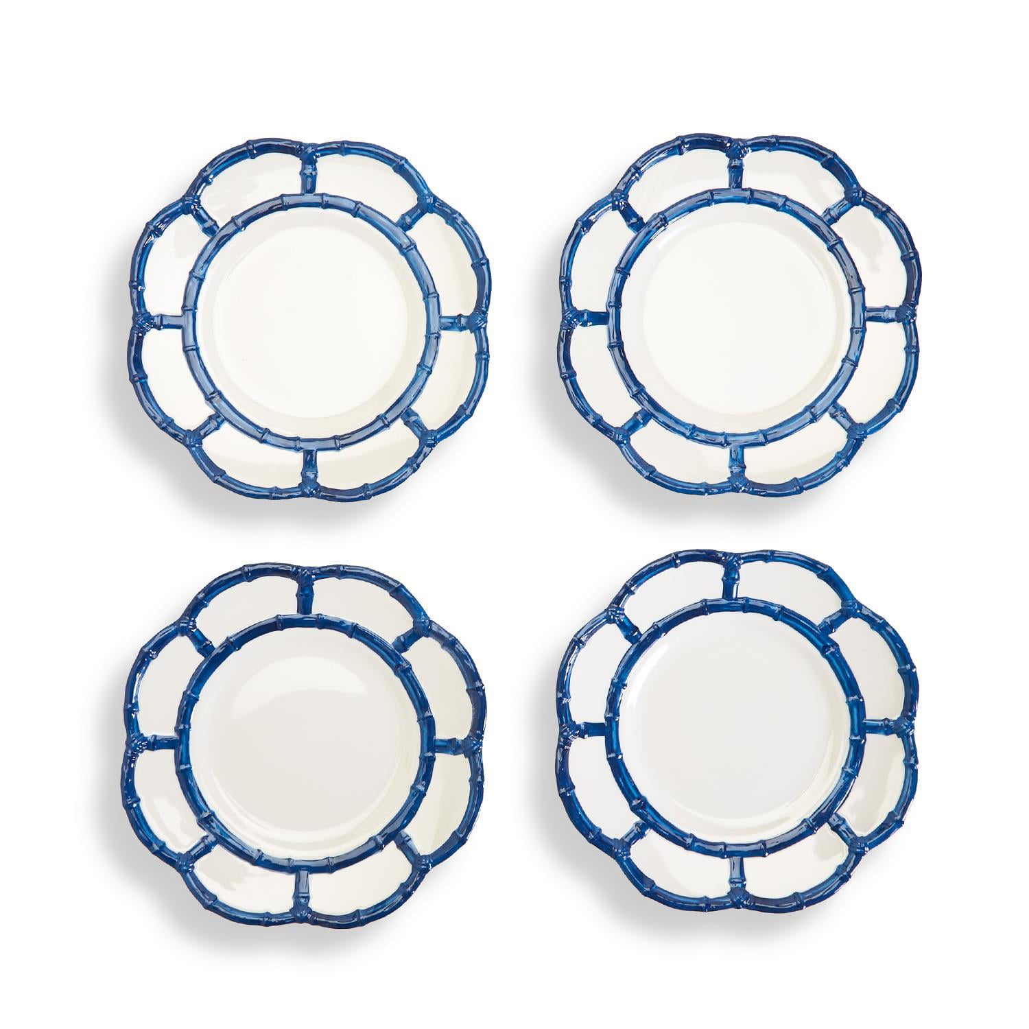 Two's Company Set of 4 Blue Bamboo Touch Accent Plate