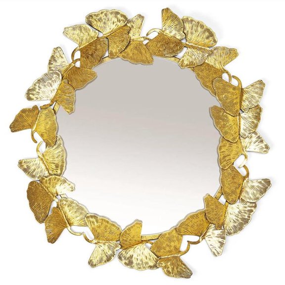 Two's Company Tozai Gold Gingko Leaf Wall Mirror