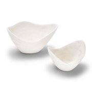 Twos Company Tozai Set of 2 Archipelago White Marbleized Organic Shaped Bowl