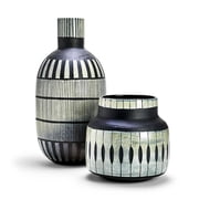 Twos Company Tozai Set of 2 Texture Carved Vases