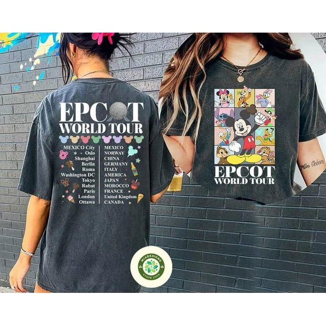 Twosided Mickey & Friends Epcot World Tour Shirt, Drink Around The