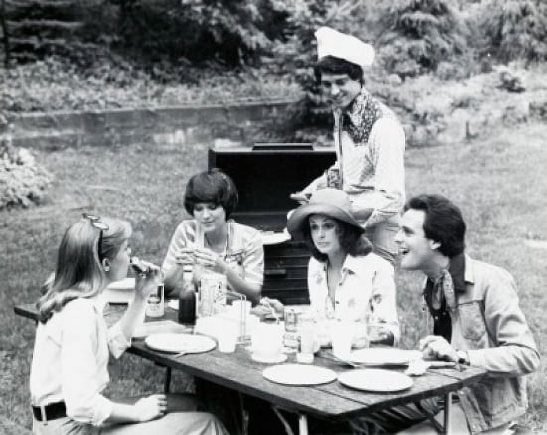 Two teenage boys and three teenage girls at a picnic Canvas Art - (18 x 24)