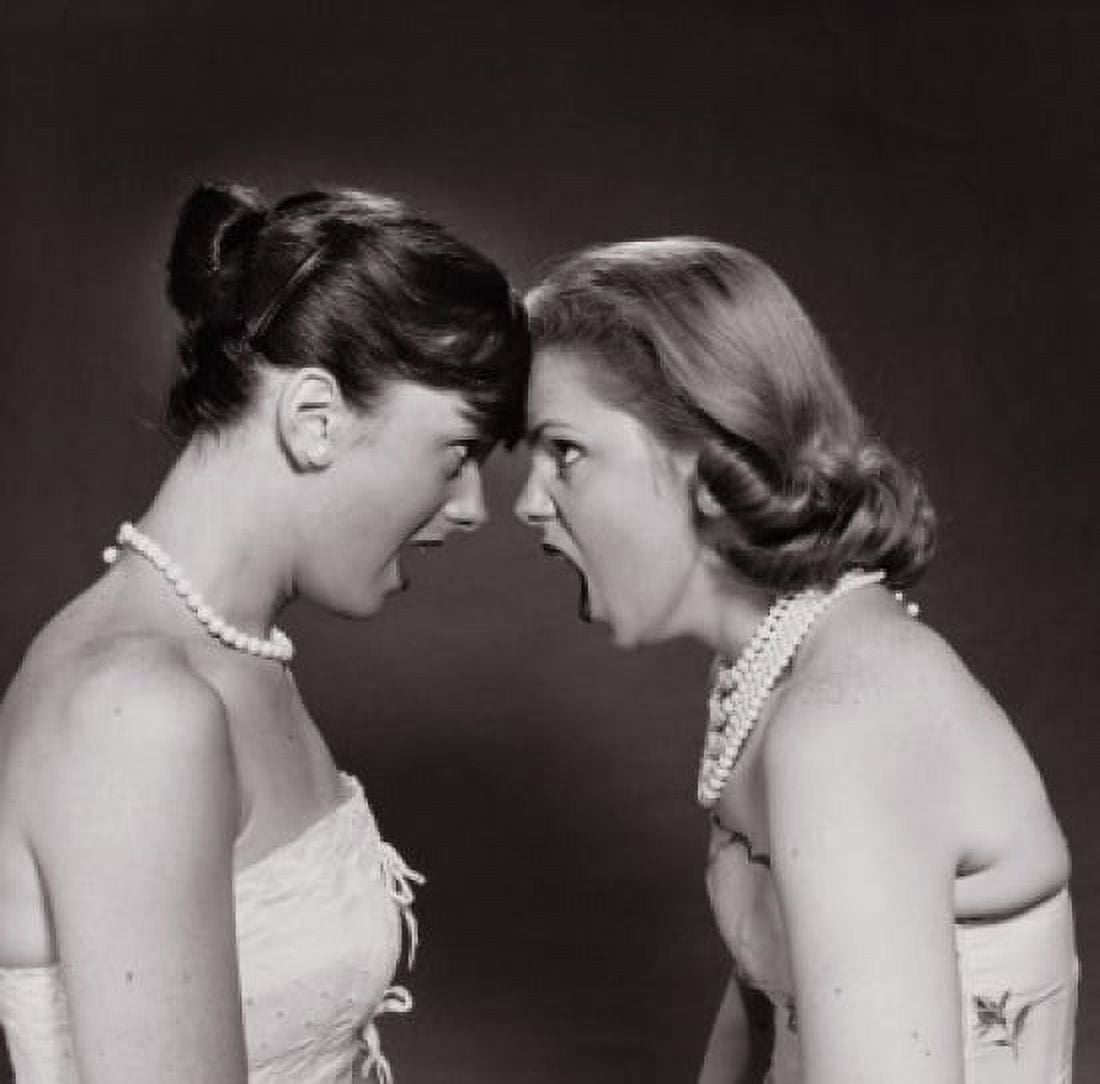 Two teenage girls fighting Canvas Art -  (18 x 24)