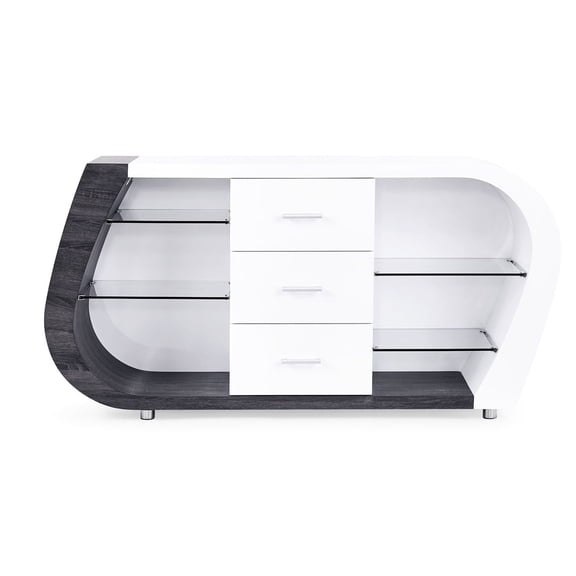 Two - tier Shelf Buffet in Grey - White / Ideal for Wine Storage