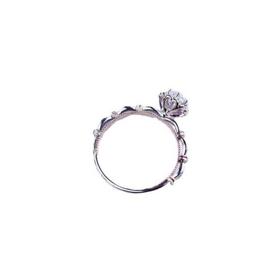 Two tone 1-carat flower bud lab diamond ring, simple rose gold hollow ripple women's wedding ring ENONM