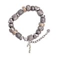 thumbnail image 1 of Two-tone 3-D Candy Cane Silver Tone Christian Bead Bracelet, 1 of 4