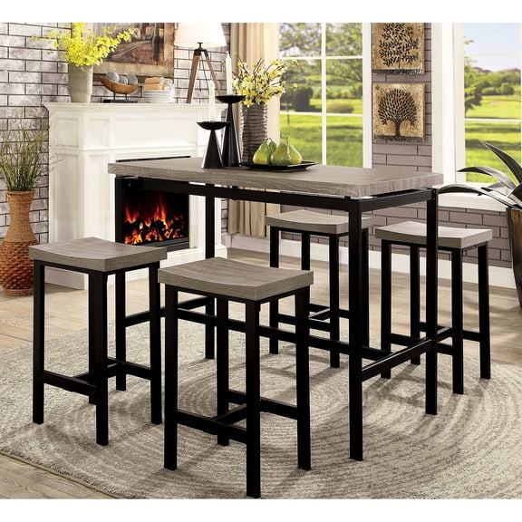 Two-tone 5pc counter height set with PVC top - Enjoy dining in style