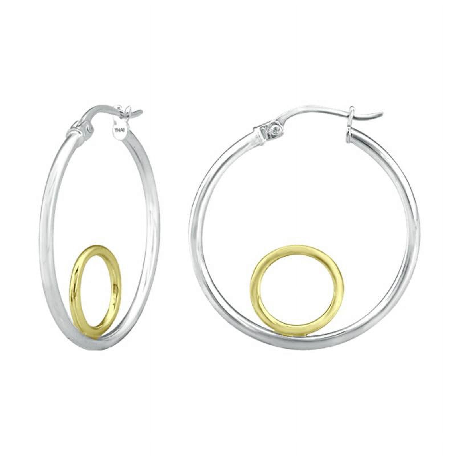 Two tone Circle Hoop Earrings