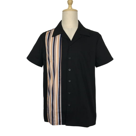 Two-tone Contrast Retro Cuban Casual Shirts