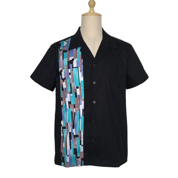 Two-tone Contrast Retro Cuban Casual Shirts