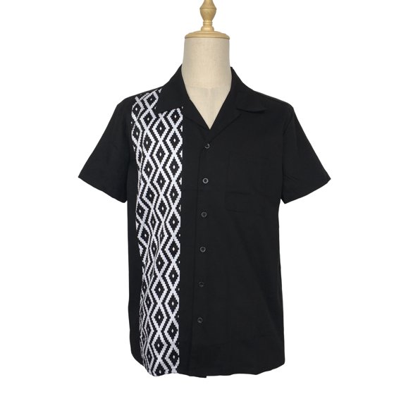 Two-tone Contrast Retro Cuban Casual Shirts