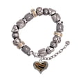 thumbnail image 1 of Two-tone Enamel Tiger Print Heart Silver Tone Christian Bead Bracelet, 1 of 4